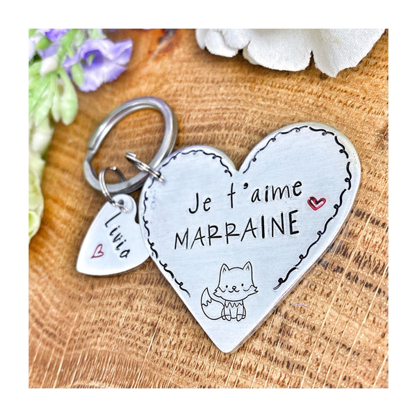 Demande Marraine, Porte-Clé Marraine, Cadeau Baptême Marraine, Bijoux Marraine, Marraine je t'aime
