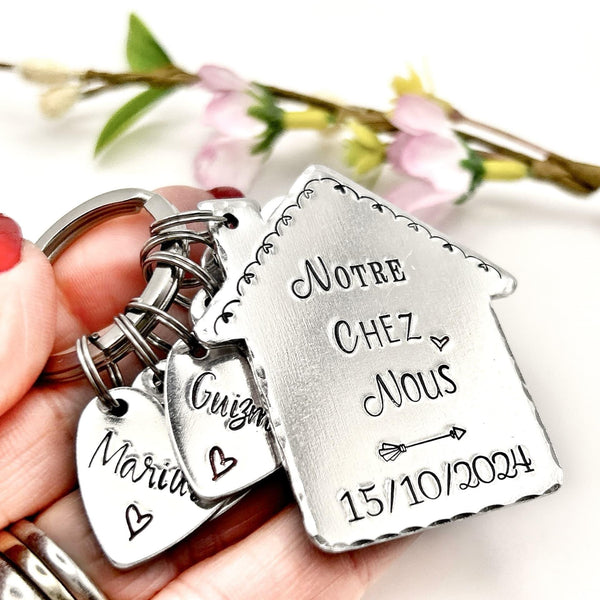 Porte Clé Gravé Notre Chez Nous, Porté Clé Les Clés de Chez Nous, Porte Clé Personnalisé, Idée Cadeau Nouvelle Maison