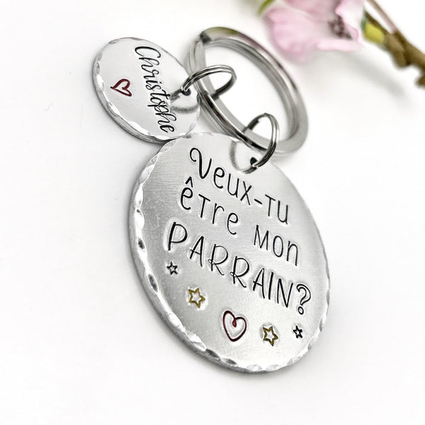 Porte-clés personnalisé pour parrain - Idée cadeau spéciale pour un parrain - Porte-clés original et sentimental