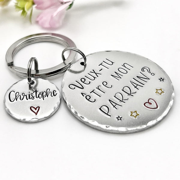 Porte-clés personnalisé pour parrain - Idée cadeau spéciale pour un parrain - Porte-clés original et sentimental