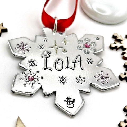 Personalized Christmas Ornament with Name, Snowflake Tree Ornament, Custom Tree Decoration