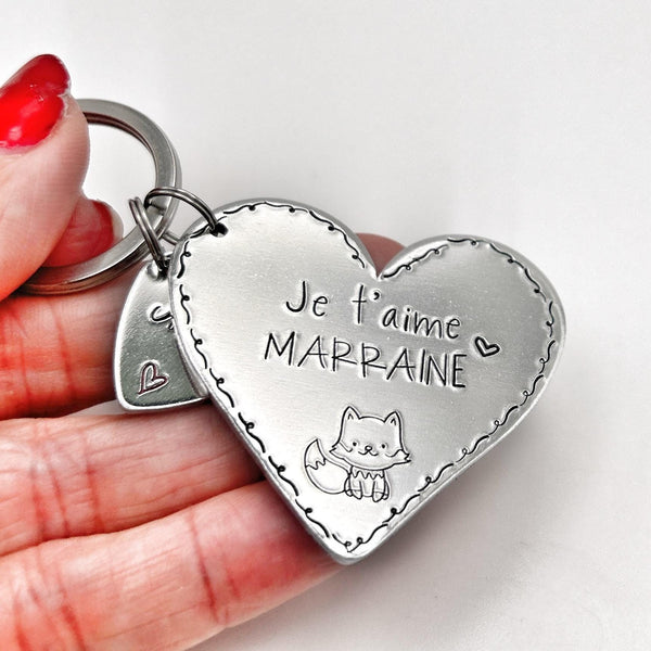 Demande Marraine, Porte-Clé Marraine, Cadeau Baptême Marraine, Bijoux Marraine, Marraine je t'aime