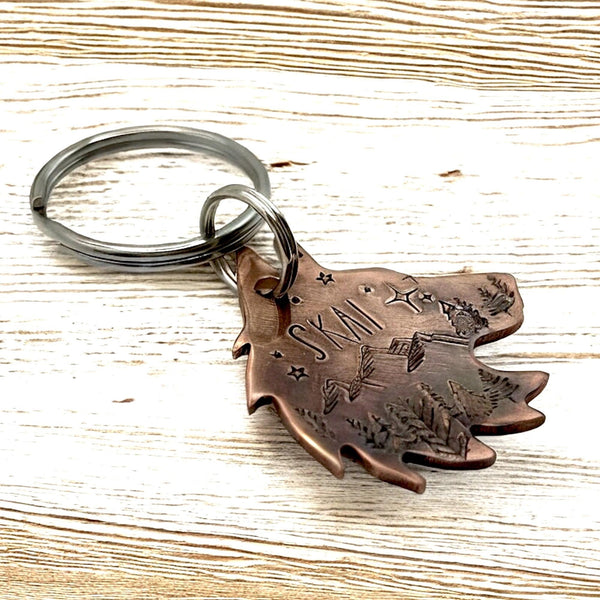 Médaillon pour Chien en forme de Loup, Médaille pour Husky, Tête de Loup en Cuivre