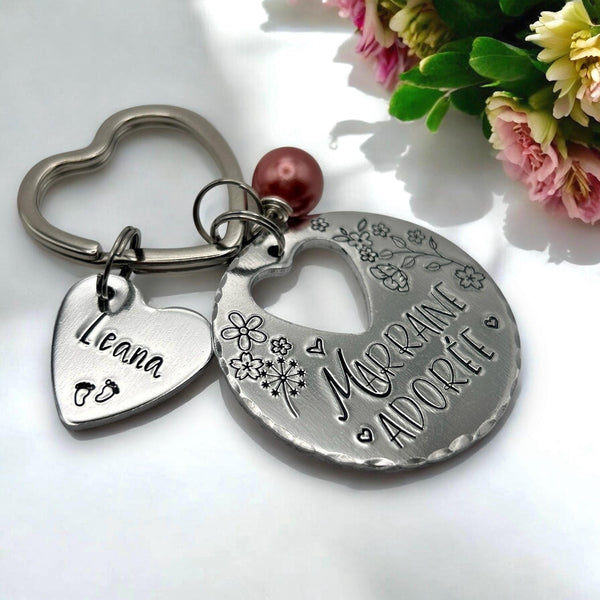Demande Marraine, Porte-Clé Marraine Adorée, Cadeau Baptême Marraine, Marraine en Or, Bijoux Marraine