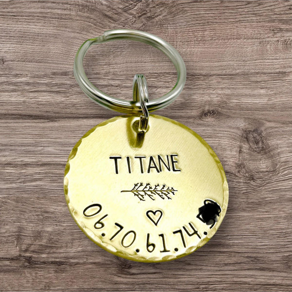 Médaillon d'identité Chien, Médaillon Personnalisé, Laiton, Médaille Ronde