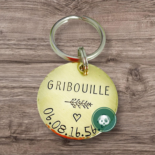 Médaillon d'identité Chien, Médaillon Personnalisé, Laiton, Médaille Ronde