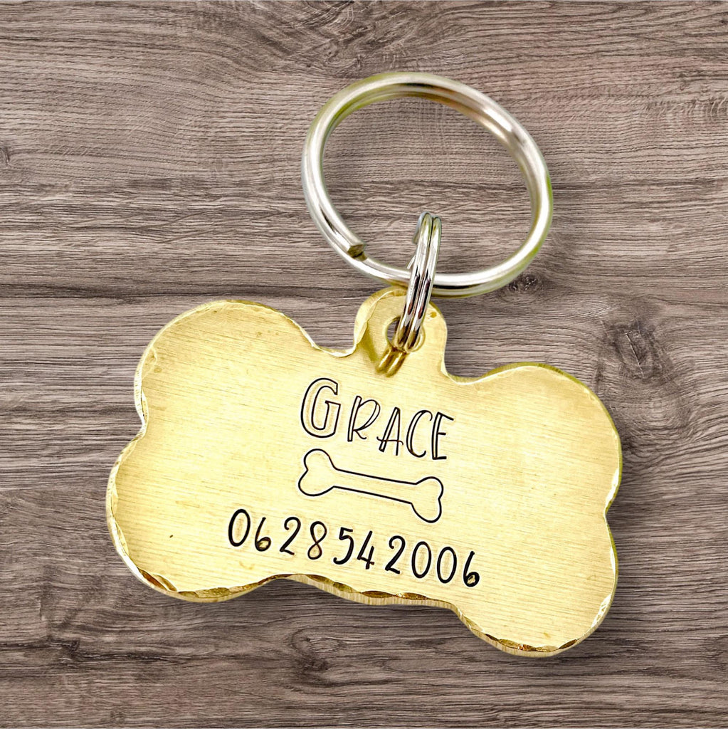 Médaille pour Chien Personnalisable, Médaillon pour Chien personnalisé, Médaille faite en France, Os de Chien