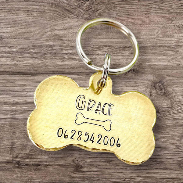 Médaille pour Chien Personnalisable, Médaillon pour Chien personnalisé, Médaille faite en France, Os de Chien