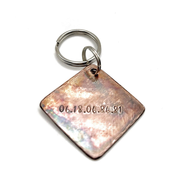 Médaillon d'identité Chien, Médaille en Cuivre, Montagnes et Arbres, Fait Main
