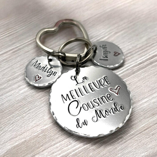 Cadeau d'Anniversaire Cousine, Porte Clé Personnalisé pour une Cousine, Idée Noël Cousine