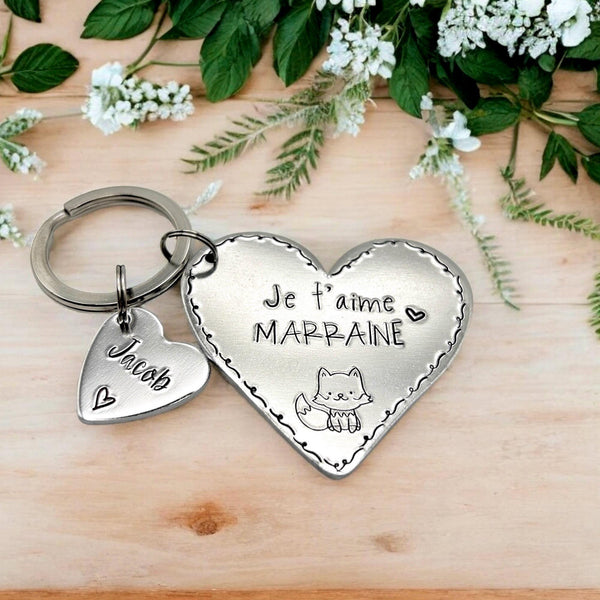 Demande Marraine, Porte-Clé Marraine, Cadeau Baptême Marraine, Bijoux Marraine, Marraine je t'aime