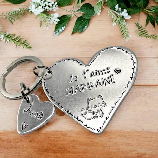 Demande Marraine, Porte-Clé Marraine, Cadeau Baptême Marraine, Bijoux Marraine, Marraine je t'aime