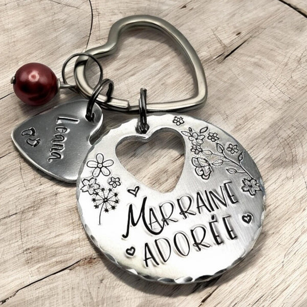 Demande Marraine, Porte-Clé Marraine Adorée, Cadeau Baptême Marraine, Marraine en Or, Bijoux Marraine