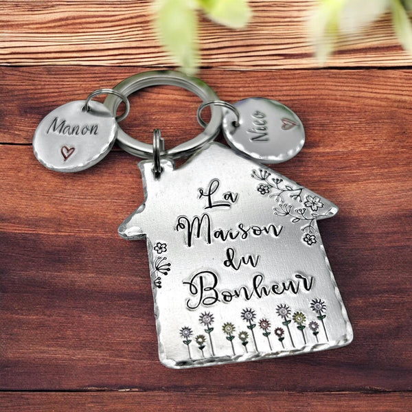 La Maison de Bonheur, Home is Where the Heart Is, Gift New Home Owner, New House Gift, Couples New Home Keyring