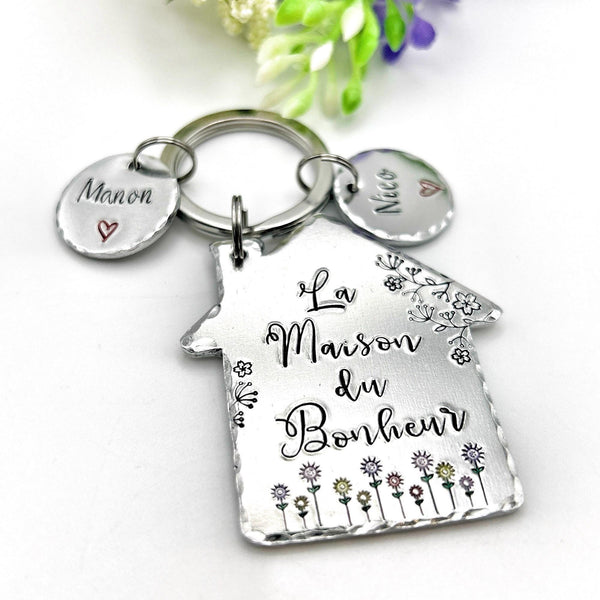 La Maison de Bonheur, Home is Where the Heart Is, Gift New Home Owner, New House Gift, Couples New Home Keyring