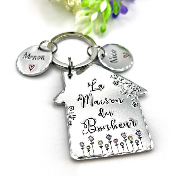 La Maison de Bonheur, Home is Where the Heart Is, Gift New Home Owner, New House Gift, Couples New Home Keyring