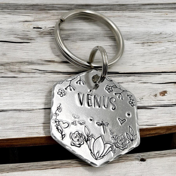 Hexagon Dog Tag, Custom Dog Tag with Mountain and Forest Scene