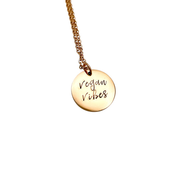 Collier Femme Végane, Collier en Acier Inoxydable Or, Collier Éthique