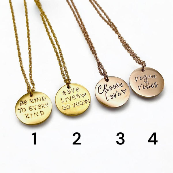 Collier Femme Végane, Collier en Acier Inoxydable Or, Collier Éthique