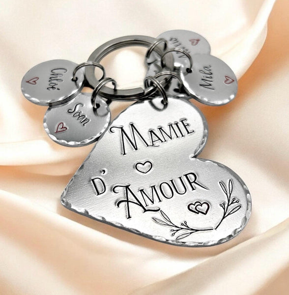 Porte Clé Mamie d'Amour - Cadeau Personnalisé pour Mamie - Idée Fête des Grand-Mères