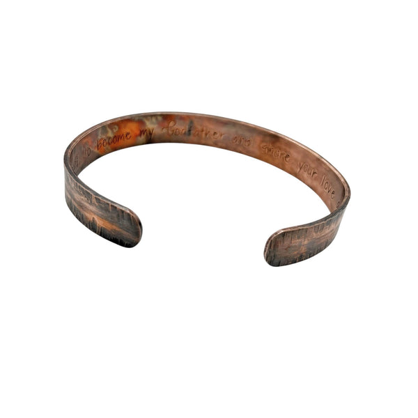 Cadeau Demande Parrain, Bracelet Homme en Cuivre, , Message Personnalisé, Cadeau Fête des Pères