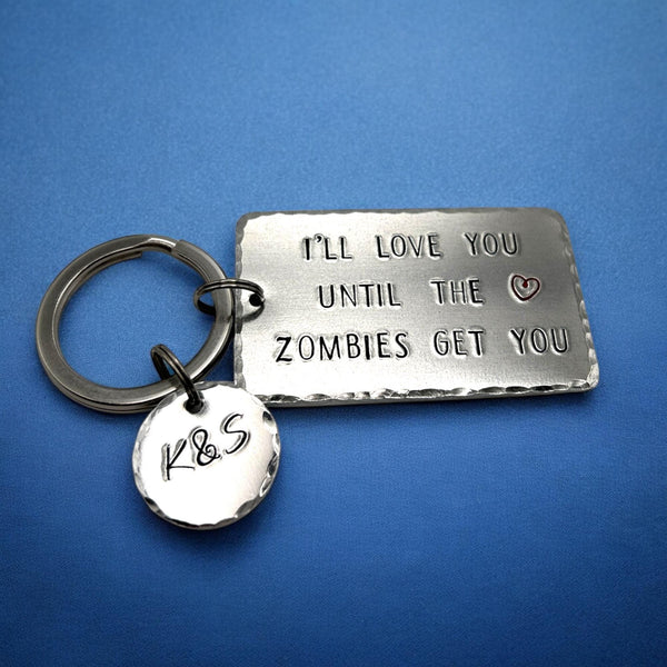 Zombie Keychain, Zombie Gift Partner, Until the Zombies Get You Gift, Zombie Keyring Friend
