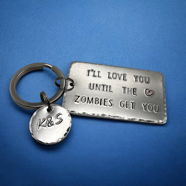 Zombie Keychain, Zombie Gift Partner, Until the Zombies Get You Gift, Zombie Keyring Friend