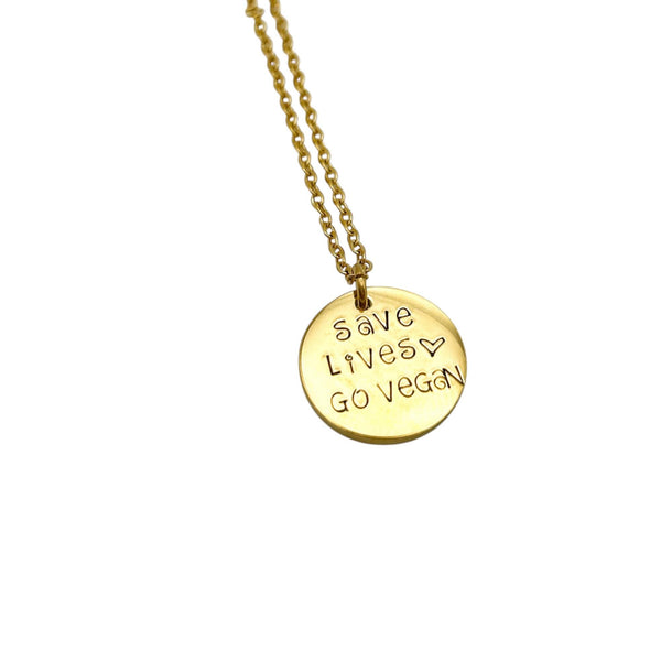 Collier Femme Végane, Collier en Acier Inoxydable Or, Collier Éthique