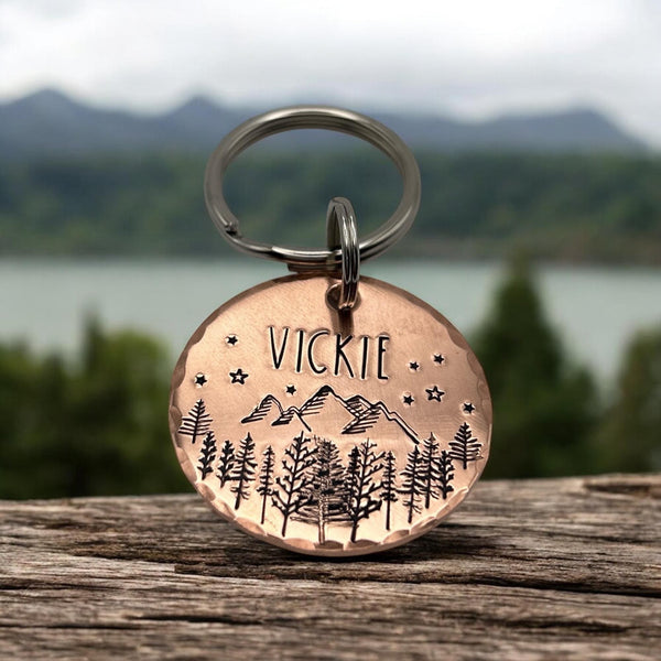 Médaille pour Chien en Cuivre, Médaillon en Laiton, Montagnes, Forêt