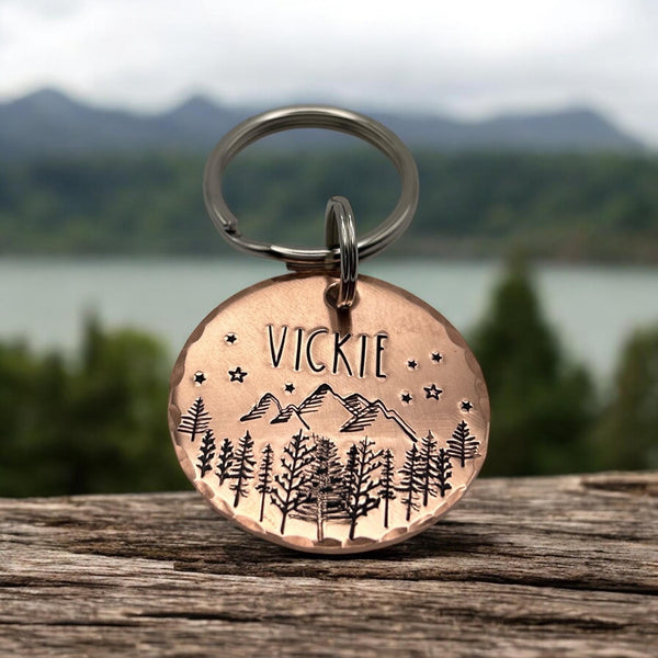 Médaille pour Chien en Cuivre, Médaillon en Laiton, Montagnes, Forêt