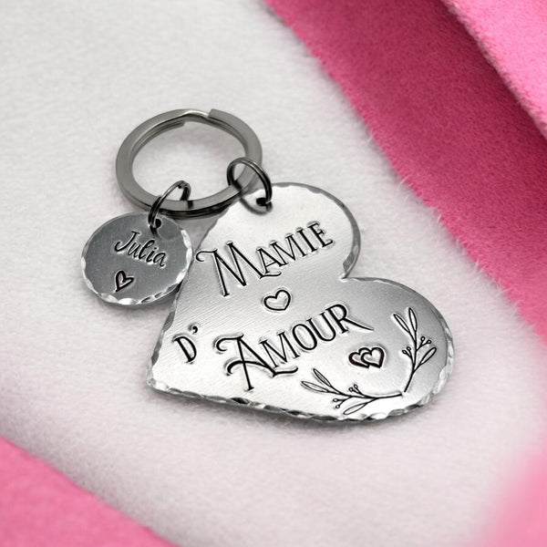 Porte Clé Mamie d'Amour - Cadeau Personnalisé pour Mamie - Idée Fête des Grand-Mères