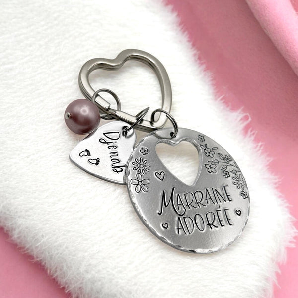 Demande Marraine, Porte-Clé Marraine Adorée, Cadeau Baptême Marraine, Marraine en Or, Bijoux Marraine