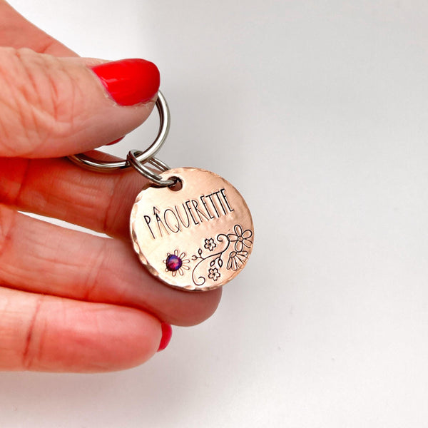 Médaille avec Fleurs, Médaille d'Identification pour Chien, Médaillon Personnalisable