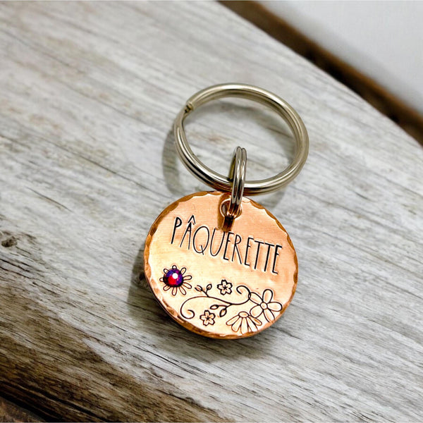 Médaille avec Fleurs, Médaille d'Identification pour Chien, Médaillon Personnalisable