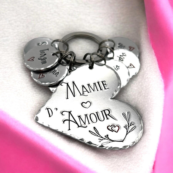 Porte Clé Mamie d'Amour - Cadeau Personnalisé pour Mamie - Idée Fête des Grand-Mères