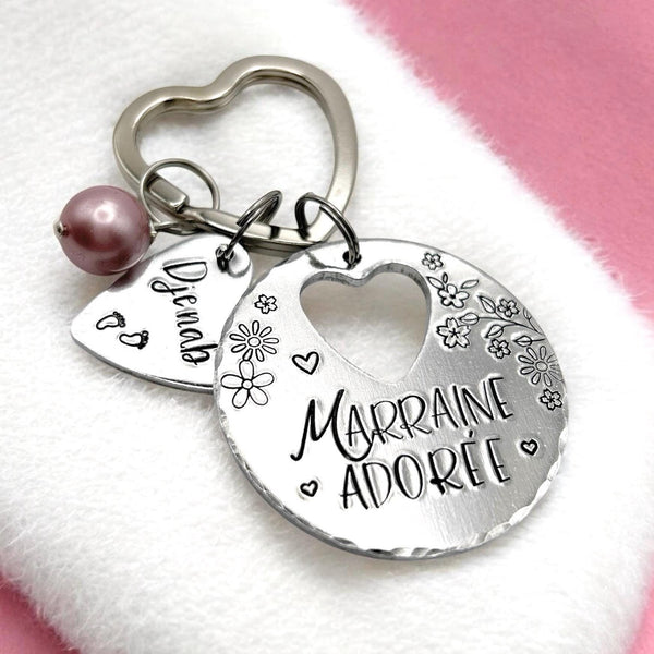 Demande Marraine, Porte-Clé Marraine Adorée, Cadeau Baptême Marraine, Marraine en Or, Bijoux Marraine