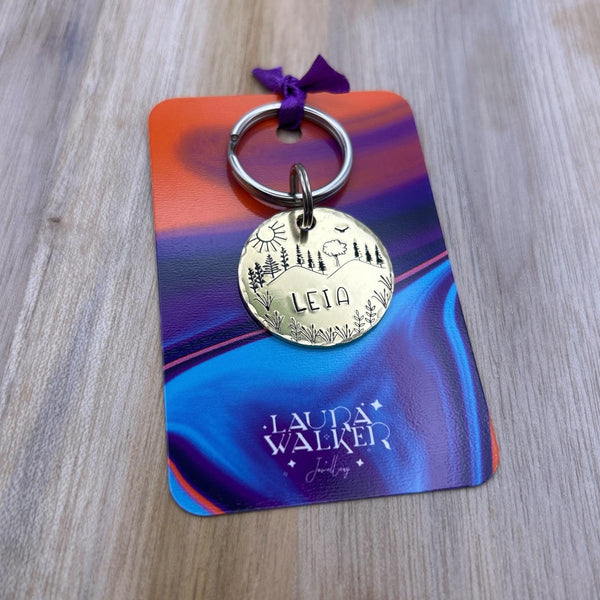 Médaille pour animal avec arbres - Plaque personnalisée, Tag nature unique