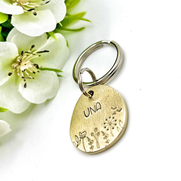 Médaille de Chien Personnalisée - Médaille en Laiton pour Chien - Fleurs et Nature