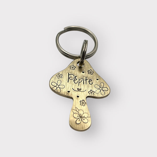 Jolie Médaille de Chien - Médaillon en Laiton pour Chien - Médaille Chien Champignon