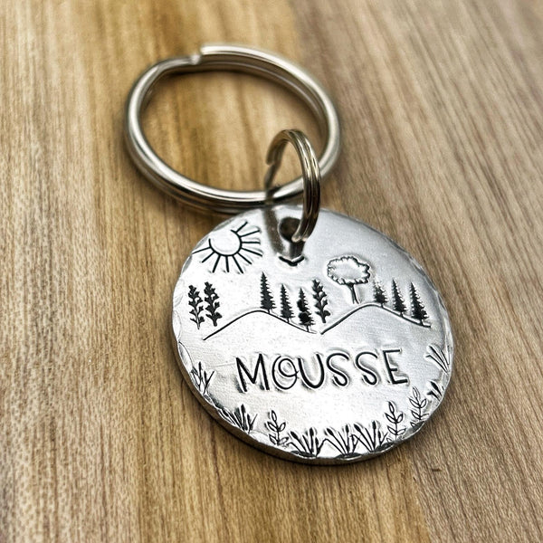 Médaille pour animal avec arbres - Plaque personnalisée, Tag nature unique