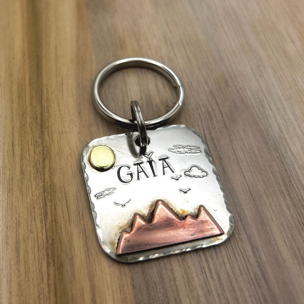 Médaillon d'identité Chien - Médaille Personnalisée avec Montagnes - Médaille Robuste pour un Chien