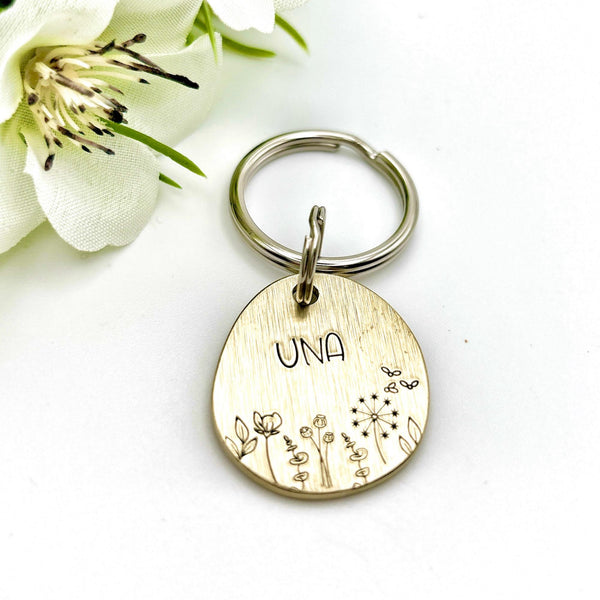 Médaille de Chien Personnalisée - Médaille en Laiton pour Chien - Fleurs et Nature