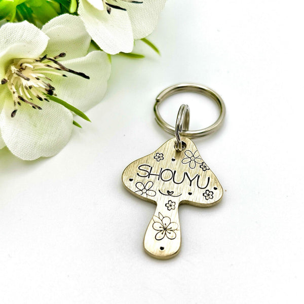 Jolie Médaille de Chien - Médaillon en Laiton pour Chien - Médaille Chien Champignon