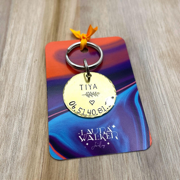 Médaillon d'identité Chien, Médaillon Personnalisé, Laiton, Médaille Ronde