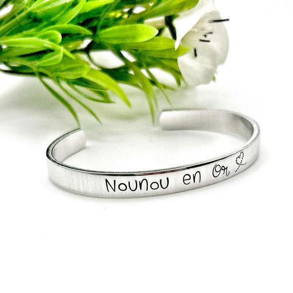 Cadeau Nounou, Bijoux Nounou, Nounou en Or, Bracelet Jonc Nounou, Idée Nounou