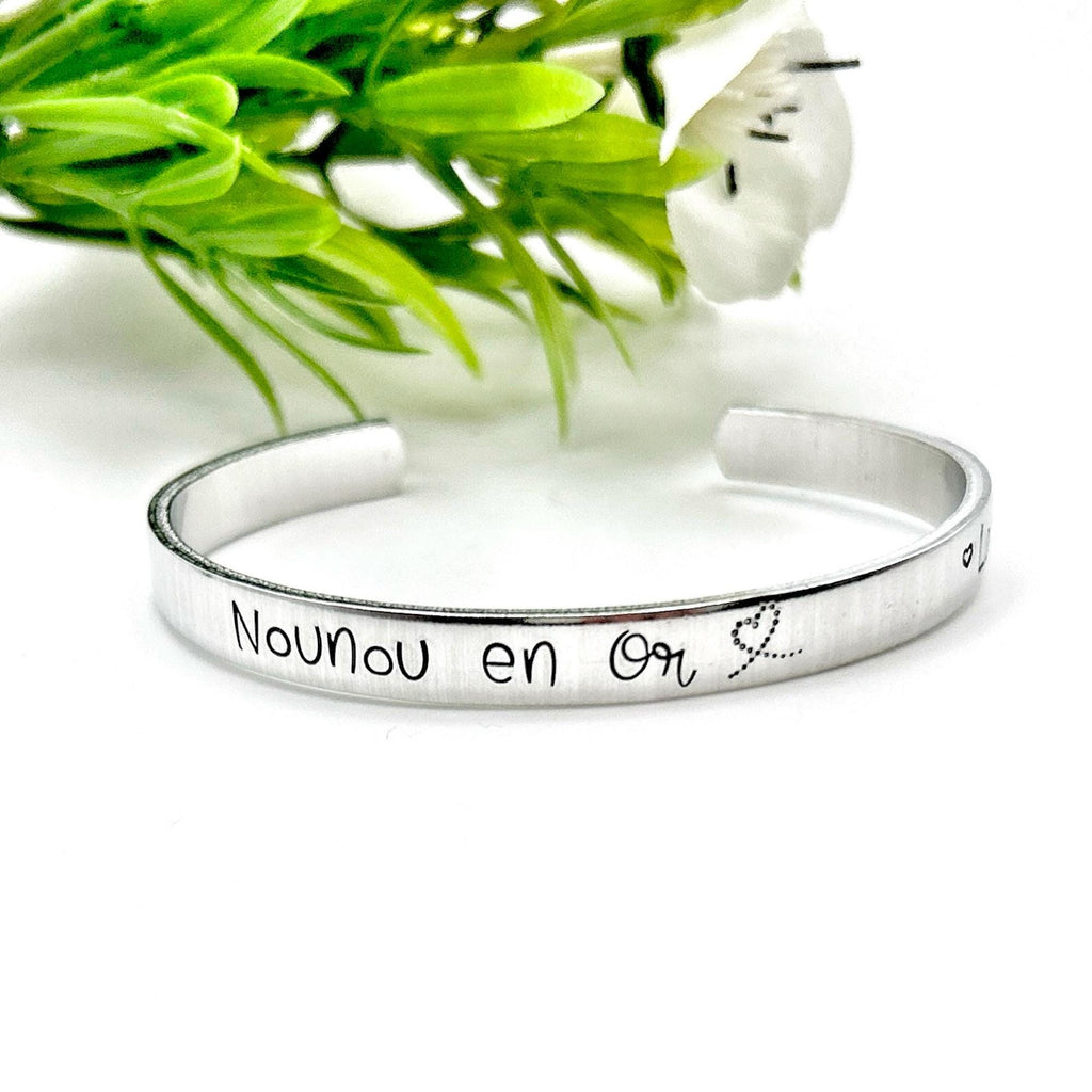 Cadeau Nounou, Bijoux Nounou, Nounou en Or, Bracelet Jonc Nounou, Idée Nounou