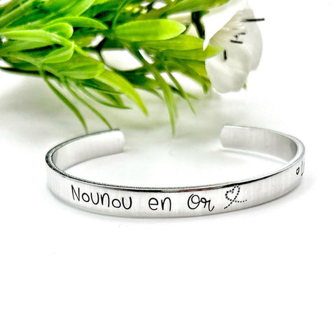 Cadeau Nounou, Bijoux Nounou, Nounou en Or, Bracelet Jonc Nounou, Idée Nounou