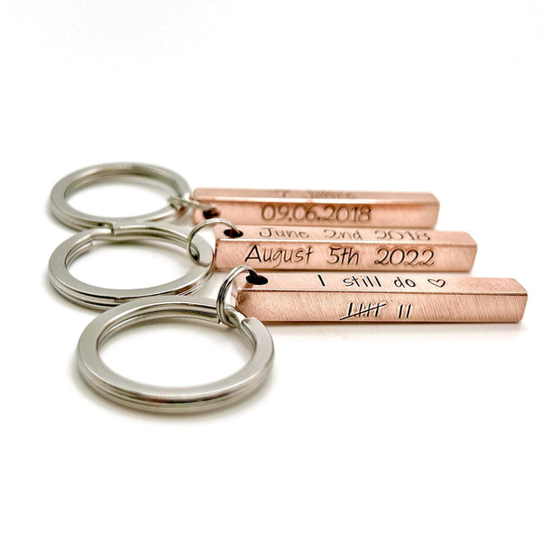 Cadeau personnalisé en cuivre – Porte clé en cuivre – Cadeau noces de cuivre (7 ans) ou pendaison de crémaillère