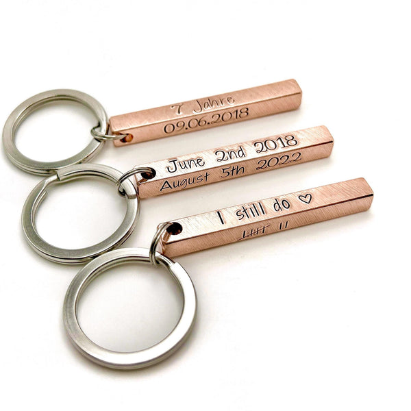 Cadeau personnalisé en cuivre – Porte clé en cuivre – Cadeau noces de cuivre (7 ans) ou pendaison de crémaillère
