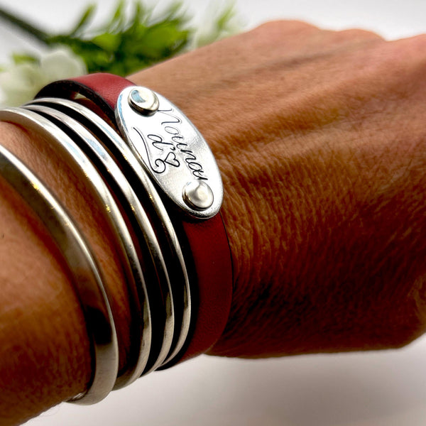 Cadeau Nounou, Bijoux Nounou, Nounou d'Amour, Bracelet en Cuir